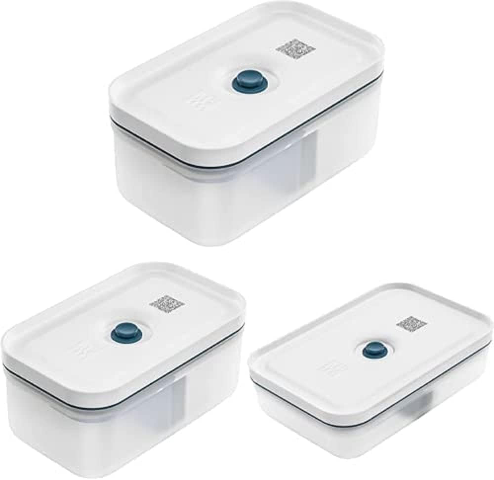 Zwilling Fresh & Save Vacuüm Lunchbox Set / Koelkastopslag, 3 Stuks, Kunststof, Semi-transparant, La Mer Voedselbewaardozen Naty Shop Standaardtitel