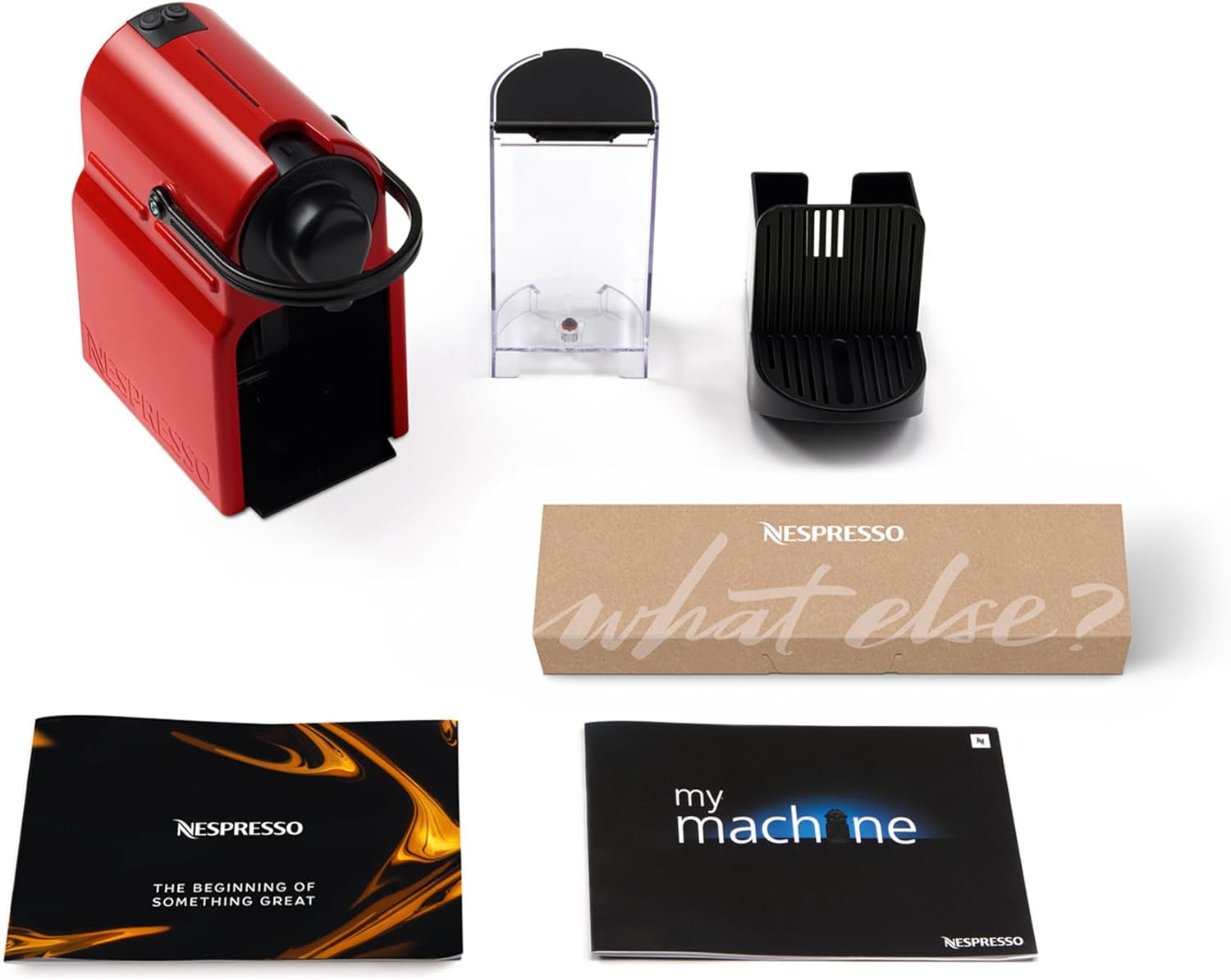 Krups Nespresso Inissia espressomachine - compacte espressomachine voor koffiecapsules, druk van 19 bar, snelle verwarming in 25 seconden, energiebesparende functie, watertank van 0,7 l, rood, model YY5506FD