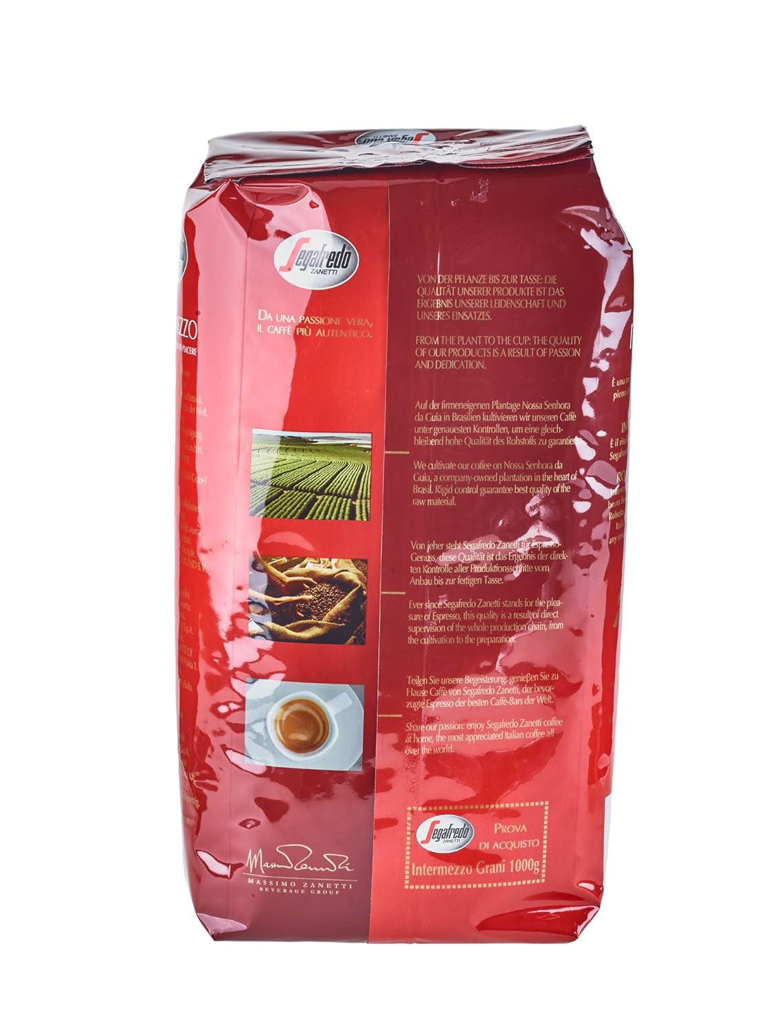 Segafredo Zanetti Intermezzo - Hele Bonen (1 kg Pak) - Geeignet für alle italienschen Kaffeespezialitäten - Kaffeebohnen mit mitteller Röstung, grimmig en vollmundig in Gesmack