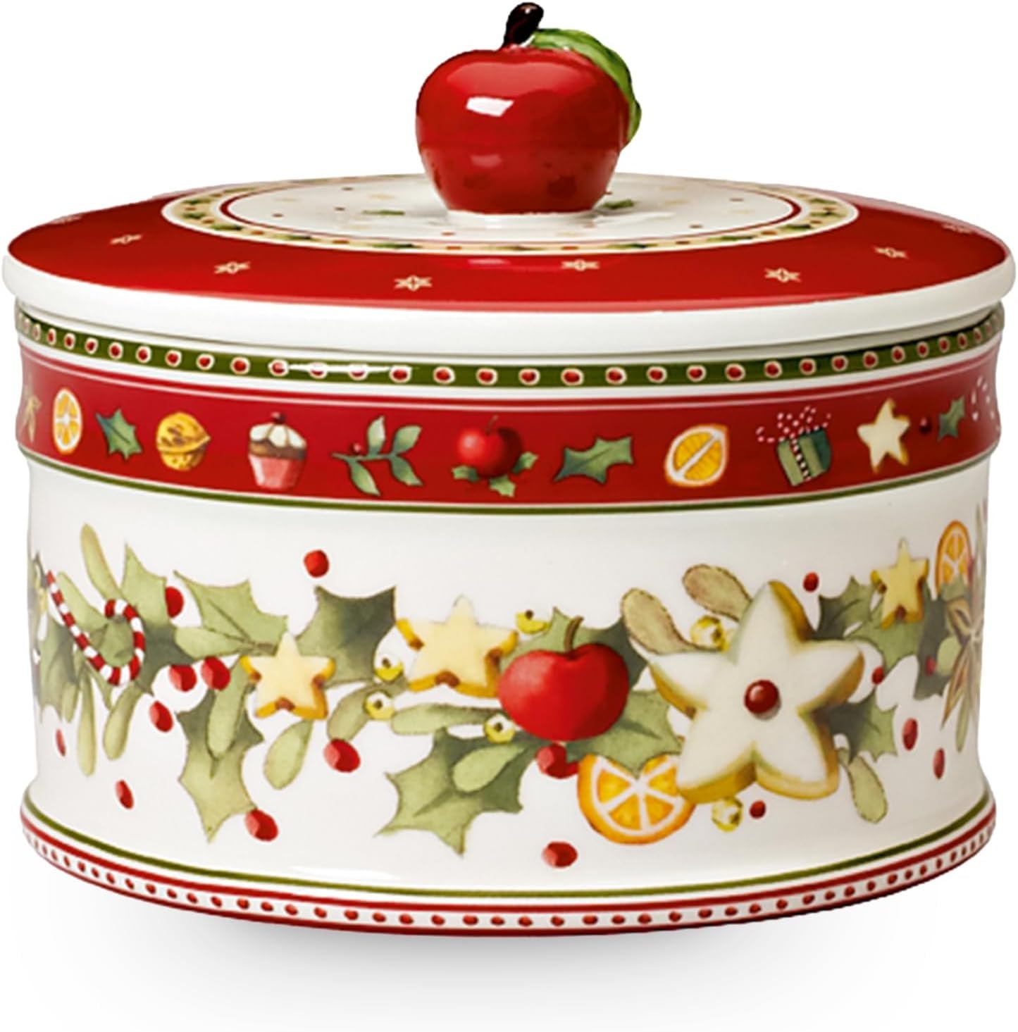 Villeroy & Boch - Winter Bakery Delight kleine opbergdoos, keramische kerstkoekjesdoos, kerstdoos, koekjesdoos, koekjesdoos, keramische doos met deksel, snoepopslag, premium porseleinen voedselbewaardozen Naty Shop M