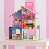 Olivia's Little World 360 houten poppenhuis voor kinderen, 3,5" poppen en 12 accessoires, veelkleurig TD-13260C