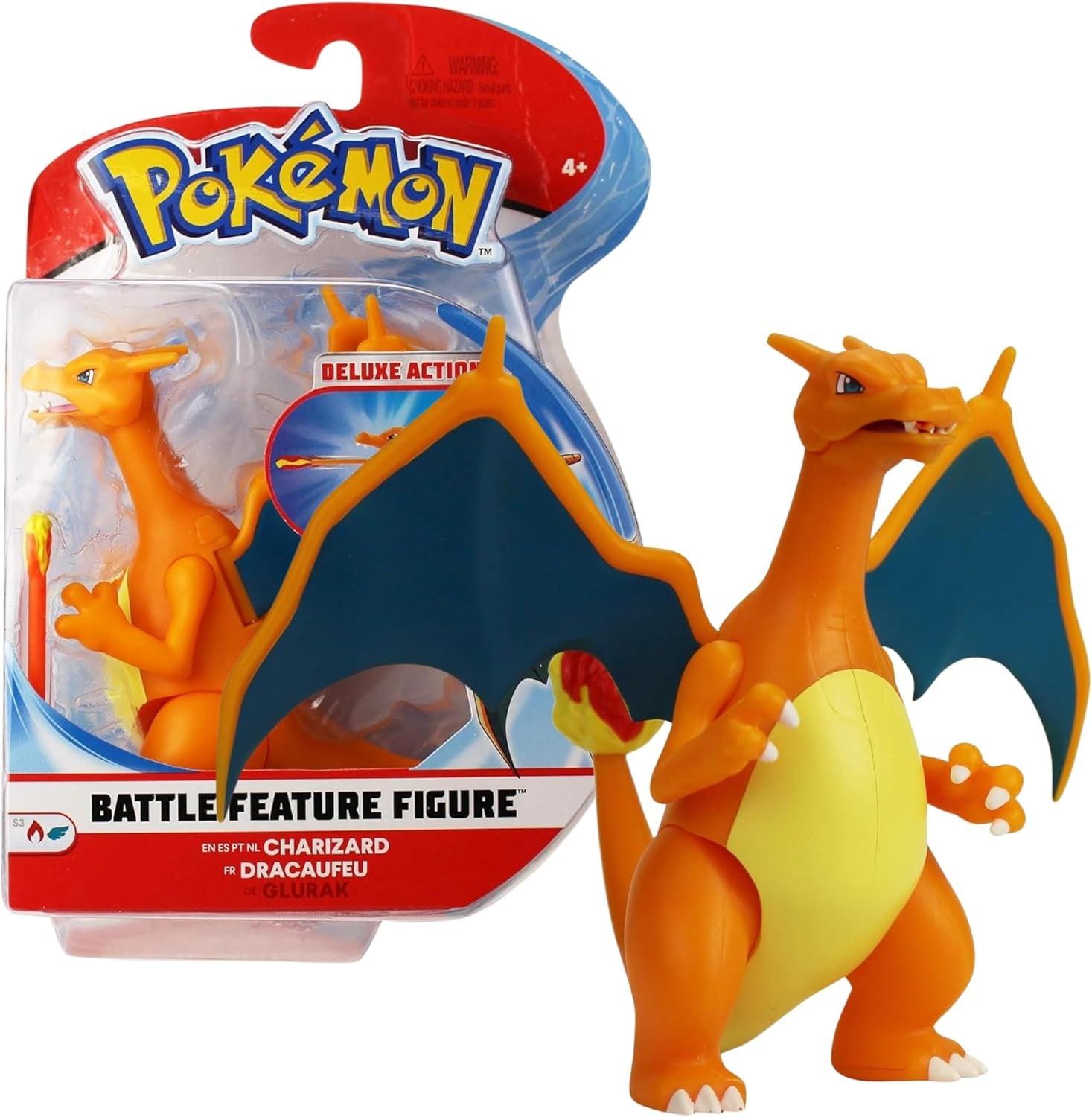 Pokémon PKW0368 - Battle Feature Figure - Glurak Officieel beweegbaar figuur 11,5 cm Actiefiguren Naty Shop Standaardtitel