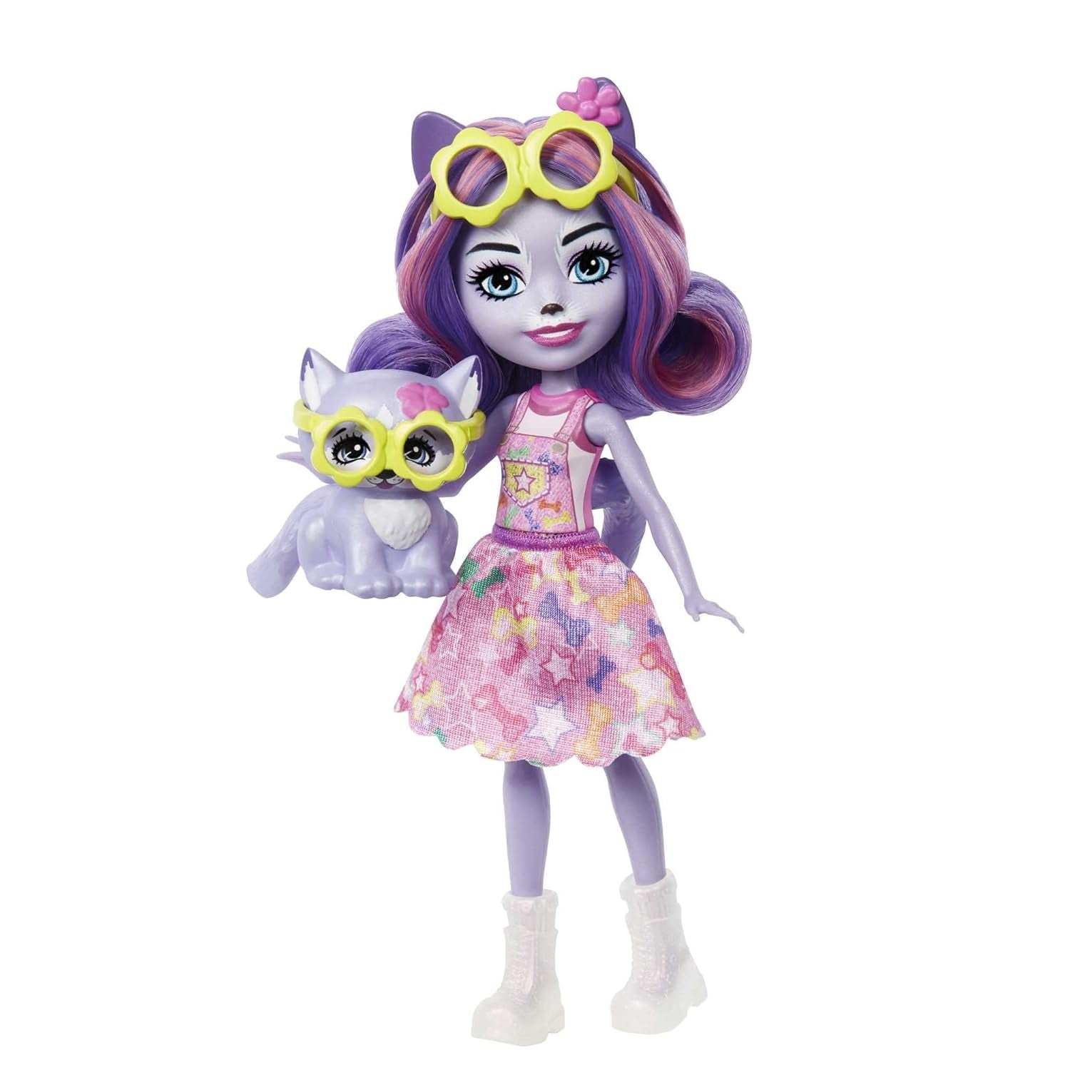 Enchantimals HHB90 - Hadley Husky pop (circa 15 cm) en sledehond dierenfiguur, kleine pop met afneembare rok en accessoires, geweldig cadeau voor kinderen vanaf 4 jaar