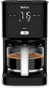 Tefal Smart'n Light espressomachine met timer, espressomachine met programmeerbaar filter 1,25 l, aromafunctie voor intens aroma, warmhoudfunctie, antidruppelen en gemakkelijk schoon te maken, zwart