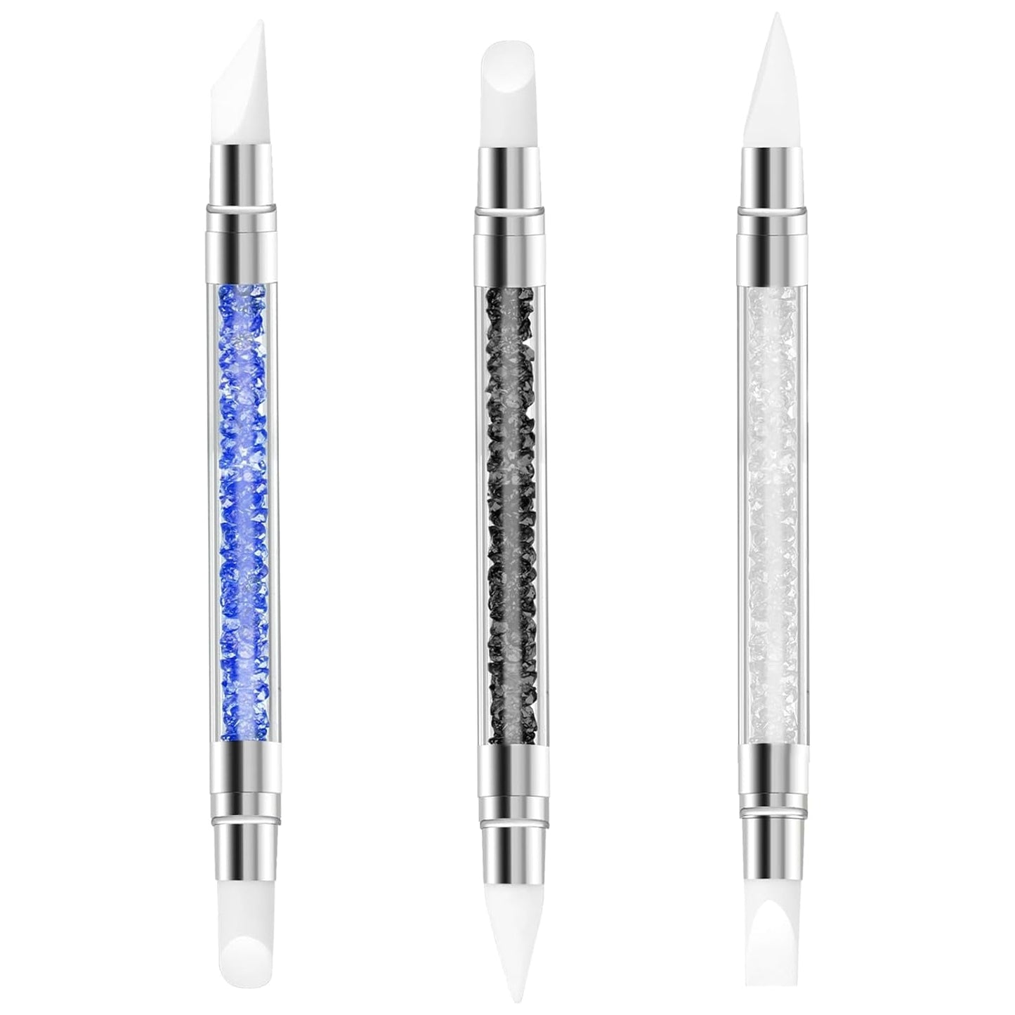 3 Stück Nagel Pinsel Silikon, Nagelkunst Skulptur Stift, Doppel Köpfe DIY Maniküre Werkzeug, Strassstein Picker, Gel Schnitzen Pinsel Für Design, Vormgeven Tekening Carving Nagelfolie