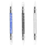 3 Stück Nagel Pinsel Silikon, Nagelkunst Skulptur Stift, Doppel Köpfe DIY Maniküre Werkzeug, Strassstein Picker, Gel Schnitzen Pinsel Für Design, Vormgeven Tekening Carving Nagelfolie