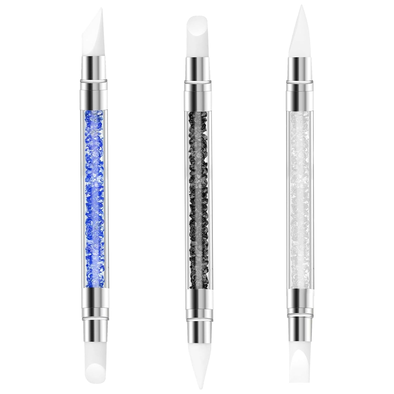 3 Stück Nagel Pinsel Silikon, Nagelkunst Skulptur Stift, Doppel Köpfe DIY Maniküre Werkzeug, Strassstein Picker, Gel Schnitzen Pinsel Für Design, Vormgeven Tekening Carving Nagelfolie