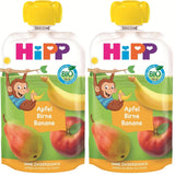 HiPP biologische fruitzakjes, uitknijpbaar, appel, peer, banaan - Anton Maimuta (8 x 100g), vanaf 1 jaar, 100% fruitpuree, geen toegevoegde suikers, vegan, beste biologische kwaliteit (pak van 2)