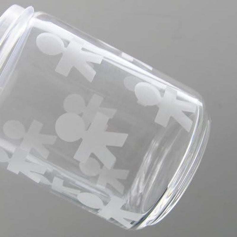Alessi AKK37 GIROTONDO Glazen keukenpot met opdruk en verzegelde roestvrijstalen deksel, L 21,6 cm, H 10,5 cm Voedselbewaardozen Naty Shop