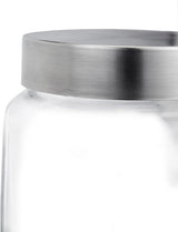Relaxdays Snoeppotten Set van 4 1,5L voorraadpotten voor zoet voedsel Candy Bar RVS deksel Helder transparant zilver Voedsel opbergdozen Naty Shop