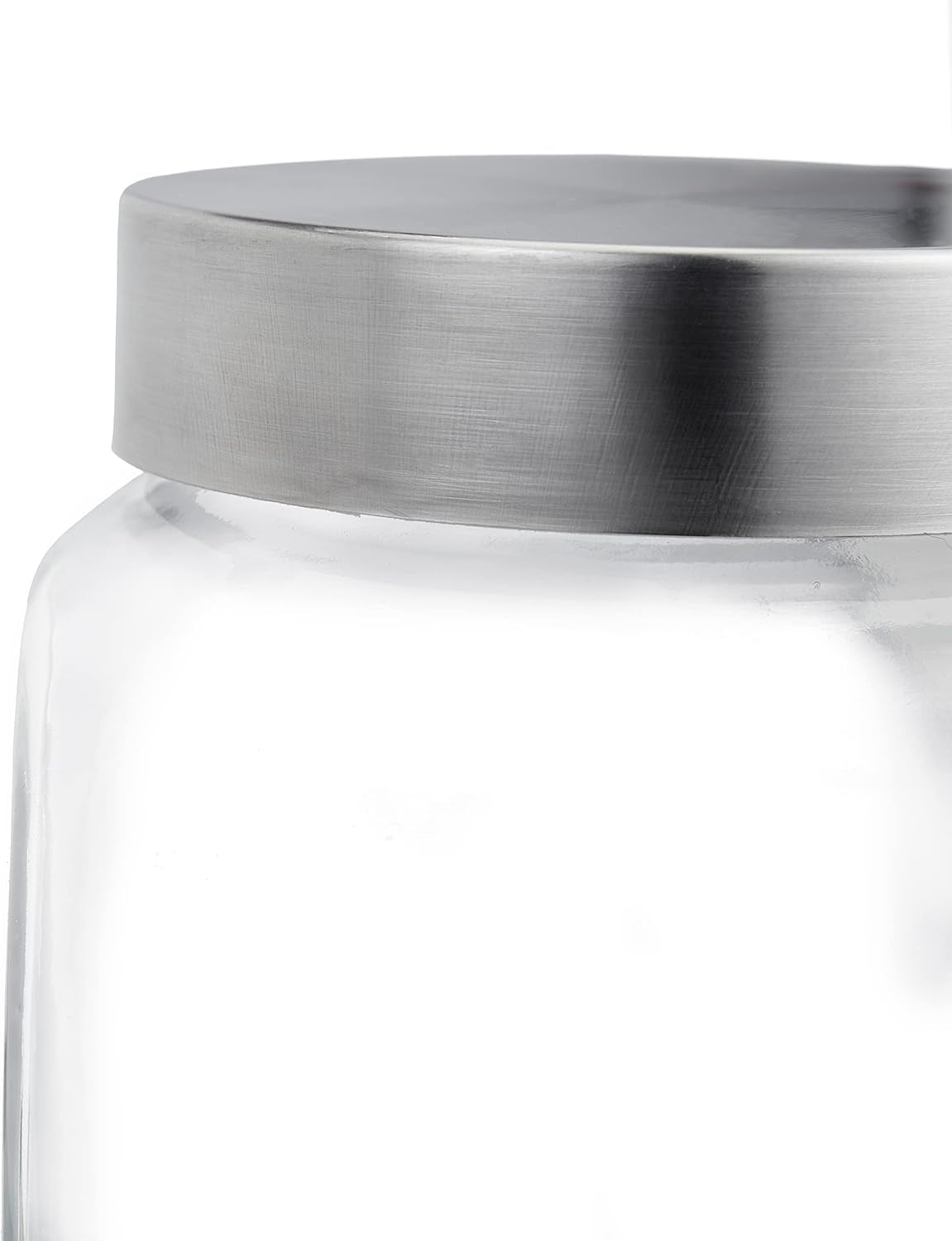 Relaxdays Snoeppotten Set van 4 1,5L voorraadpotten voor zoet voedsel Candy Bar RVS deksel Helder transparant zilver Voedsel opbergdozen Naty Shop