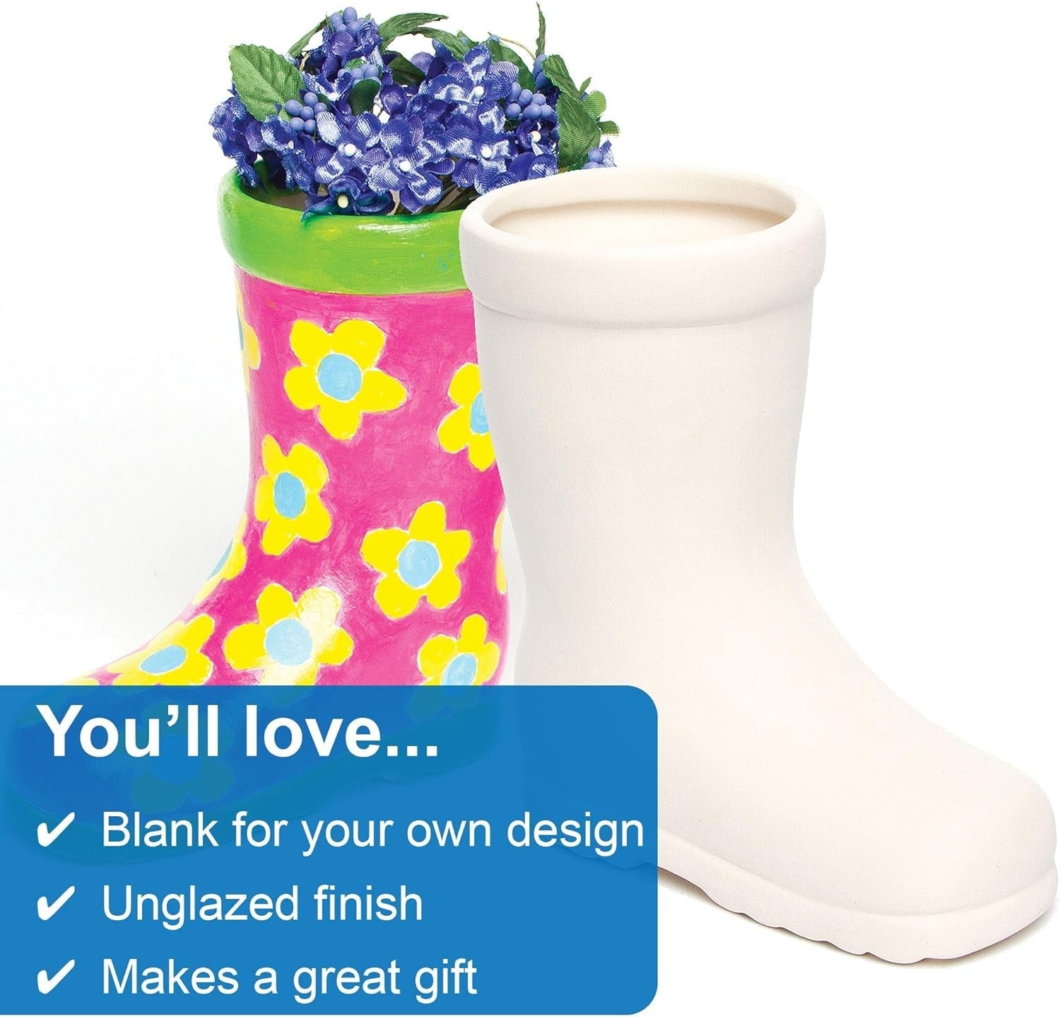 Baker Ross 'Wellies' keramische potten voor kinderen (2-pack)
