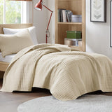 Comfort Spaces Kienna dekbedset, luxe dubbele stiksels, zomerdeken, lichtgewicht, zacht, het hele jaar door beddengoed, bijpassende kussensloop, wit, deken voor kingsize bedden (264,2 x 228,6 cm), Naty Shop Quilts & Quilts Ivory Twin/Twin Xl (66"X90")