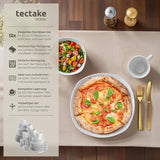 tectake® 12-persoons serviesset, 100-delige porseleinen serviesset, inclusief 12 borden, 12 dessertborden, 12 dinerborden, 12 kopjes, 12 ontbijtgranenschalen, slakom, melkkan, suikerpot
