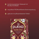 Pukka | Mix van biologische gearomatiseerde thee "Vanilla Chai" | Kaneel, gember en vanille | Thee voor een traktatie met natuurlijke zoetheid | Verpakking van 1 | 20 theezakjes