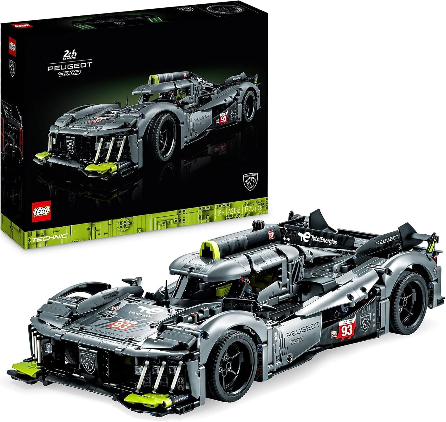 LEGO 42156 Technic Peugeot 9X8 24H Le Mans Hybrid Hypercar Legendarische raceauto Model voor volwassenen Motorsportauto op schaal 1:10, verzamelbaar voor gevorderde spelers Bouwpakketten Bekijk de LEGO-Store Single