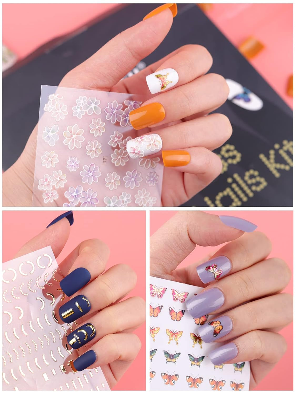 EBANKU 576 stks korte druk op nagels met nagellijm, 12 kleuren korte matte kunstnagels, 8 korte glanzende kunstnagels, 4 glitter kunstnagels