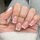 Lange Franse tips Gouden glitterlijm op lange vierkante nagels Glitter Franse tip Kunstnagels Set Vierkante kunstnagels voor dames 24 stuks