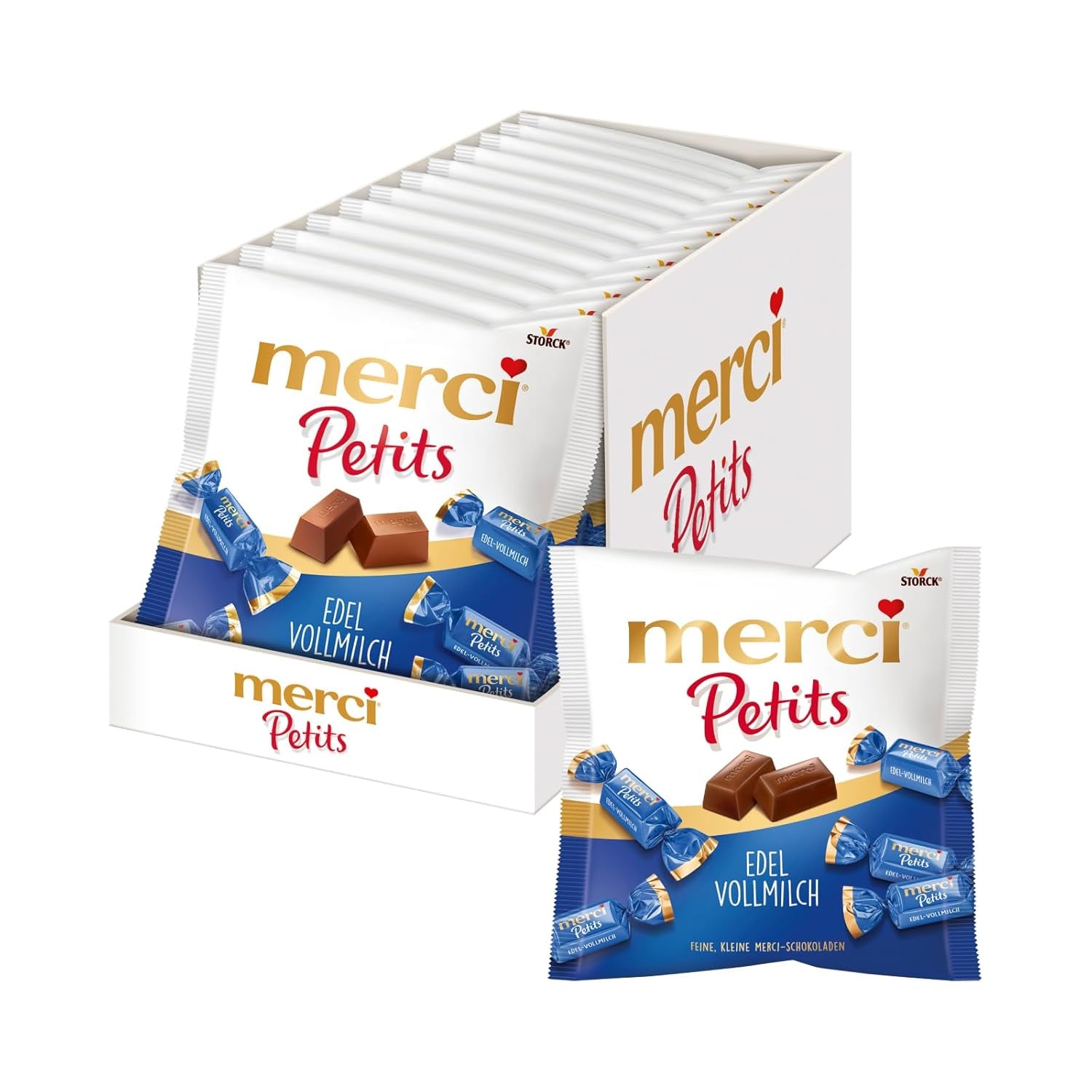 Merci Petits Koffieroom - 12 x 125g - Kleine pralines van witte chocolade op fijne chocolade met koffieroom - Individueel verpakte chocoladepralines