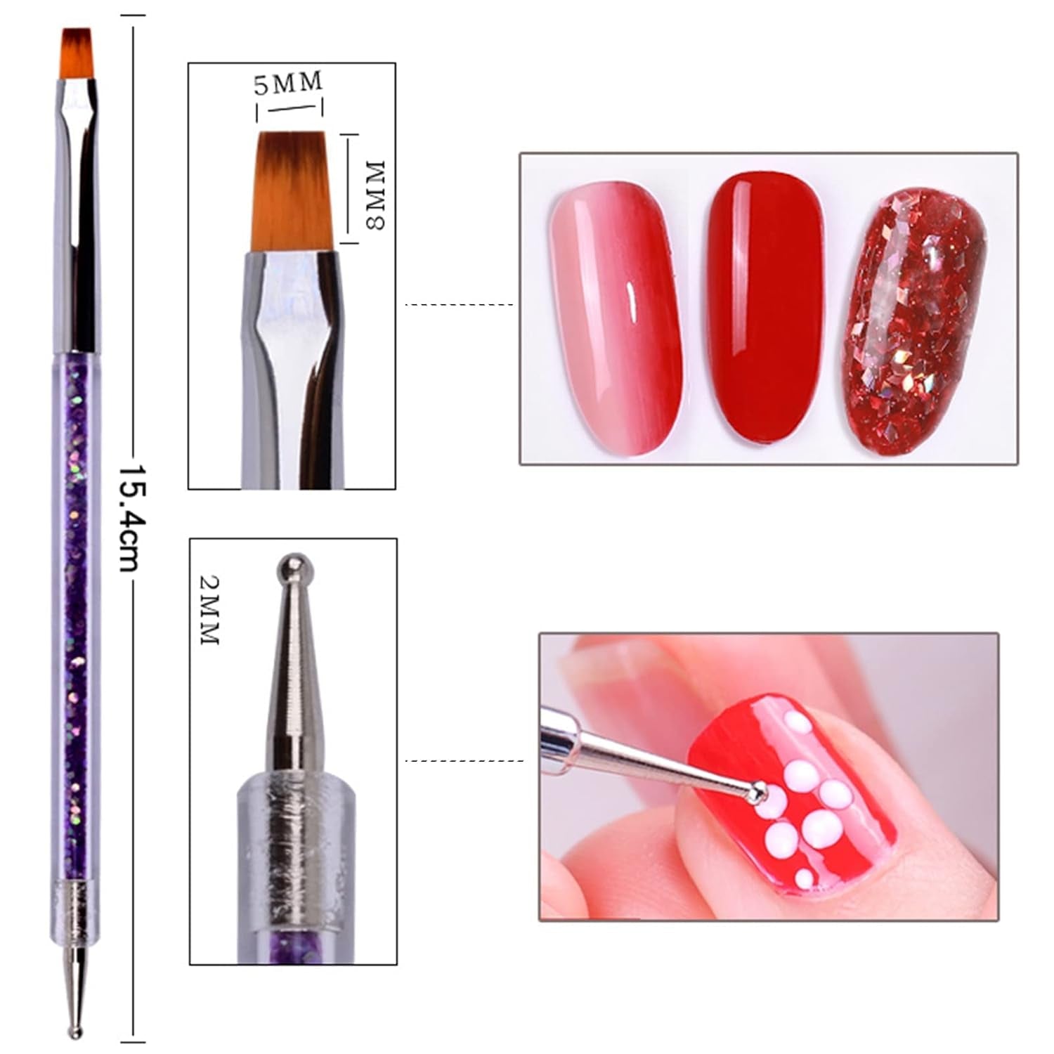 Nagel Art Fineliner Pinsel[5 Stück],Nagel Art Liner Pinsel,Professionele Detail Pinselset,Nagellack Pinsel,Voor Nail Art Design Schildersalon,Nageldesign Nagel Fußpflege