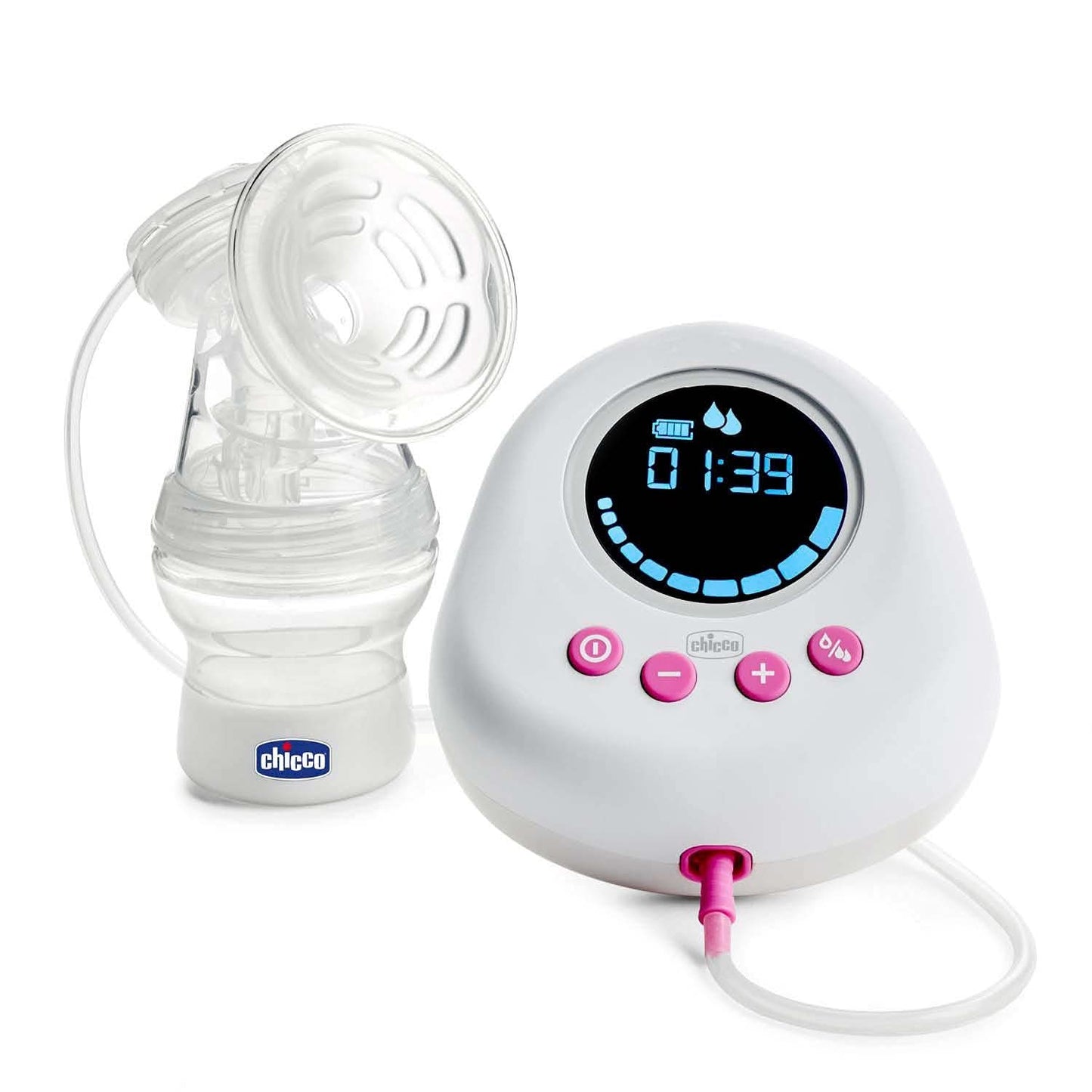 Chicco elektrische borstkolf met stimulatie- en extractiefasen, 10 intensiteitsniveaus, comfortabel en snel, ergonomische vorm, met schuine speen en strakke dop, wit, 150 ml Accessoires Voeding en borstvoeding Bebe Naty Shop
