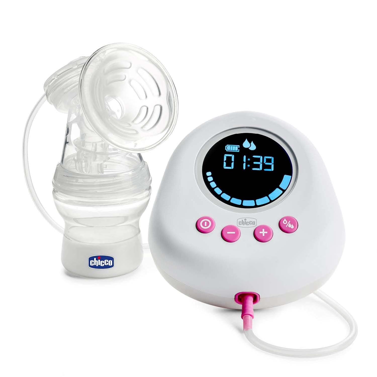 Chicco elektrische borstkolf met stimulatie- en extractiefasen, 10 intensiteitsniveaus, comfortabel en snel, ergonomische vorm, met schuine speen en strakke dop, wit, 150 ml Accessoires Voeding en borstvoeding Bebe Naty Shop