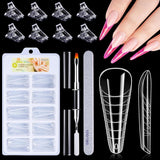 120-delige nagelvormenset, nagelverlengingen, gelnagelvormen, nagelvormset met dubbele kopborstel en nagelvijl met clips, voor gelnagels