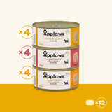 Applaws 100% Natuurlijk Premium Nat Kattenvoer Kip in Bouillon Multiverpakking - 12 Blikjes x 156g Pak