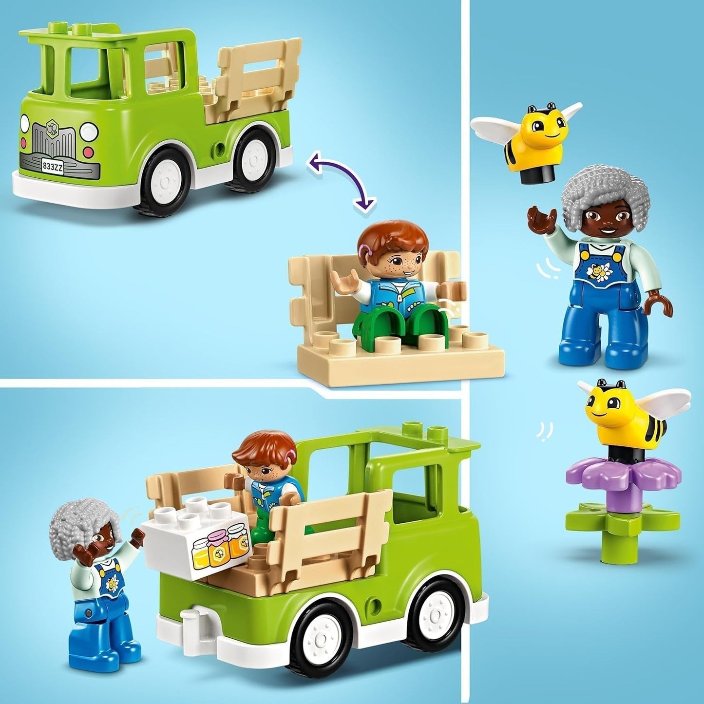 LEGO DUPLO Stadsbijenteelt en bijenkorven, educatief speelgoed voor peuters met 2 figuren en een mobiele vrachtwagen, bouw- en ombouwset, speelgoed voor peuters vanaf 2 jaar 10419 Bouwsets Besuche den LEGO-Store