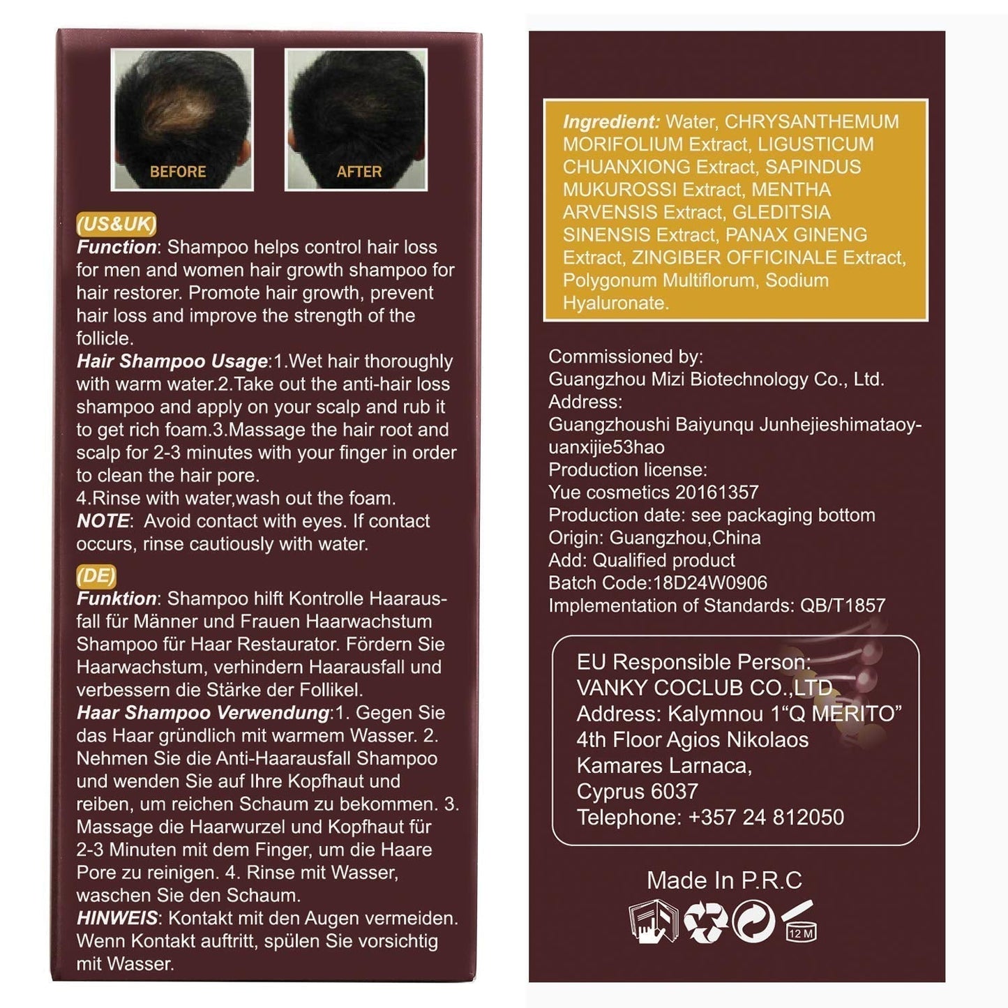 Haargroeishampoo, Anti-haaruitval, Haaruitvalshampoo, Natuurlijke kruidenshampoo voor snellere haargroei, Lotion Naty Shop Haarverzorging