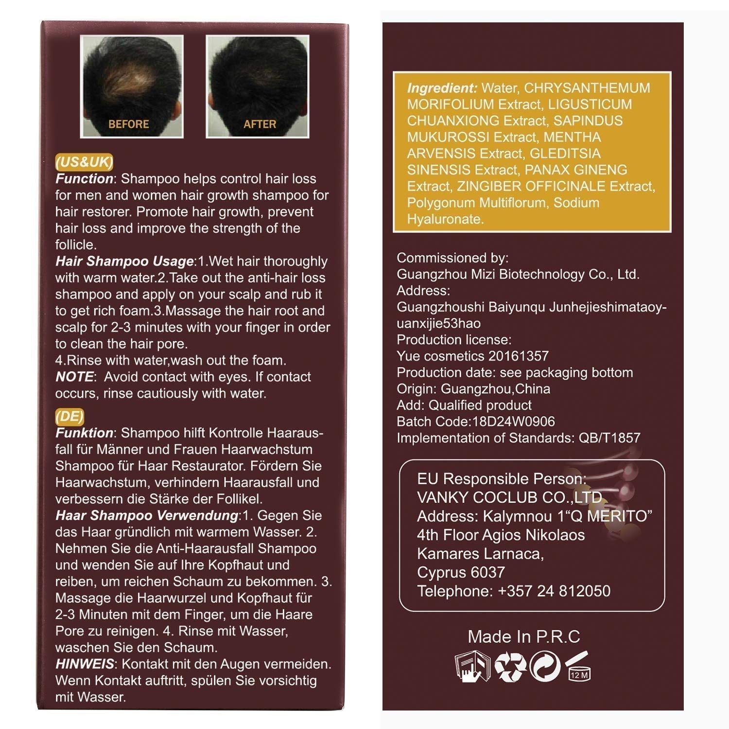 Haargroeishampoo, Anti-haaruitval, Haaruitvalshampoo, Natuurlijke kruidenshampoo voor snellere haargroei, Lotion Naty Shop Haarverzorging