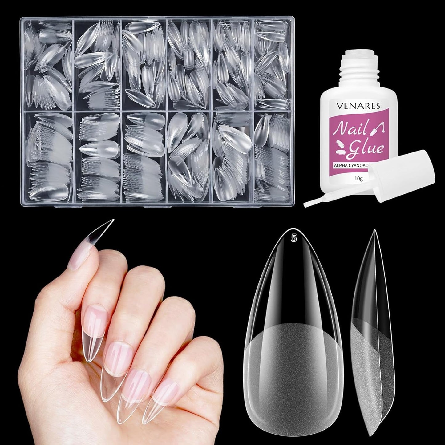 Korte Kunstnagels Ballerina 500 stuks Lijm op 12 Maten Kunstnagels Korte Zachte Gel Volledige Dekking Nageltips Voor Gelnagels Korte S