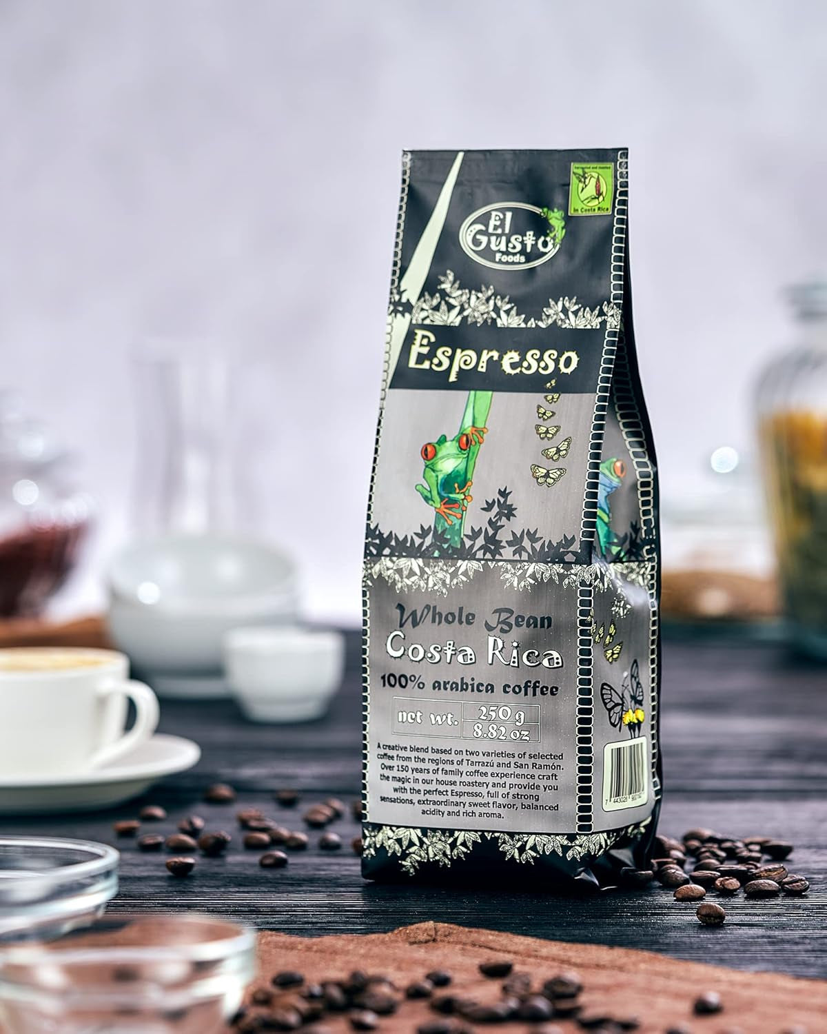El Gusto Espresso Kaffee uit ganzen Bohnen uit Costa Rica, dunkel geröstet, creatieve Mischung, 100% Arabica, frischer Gourmet-Kaffee 3er Pack