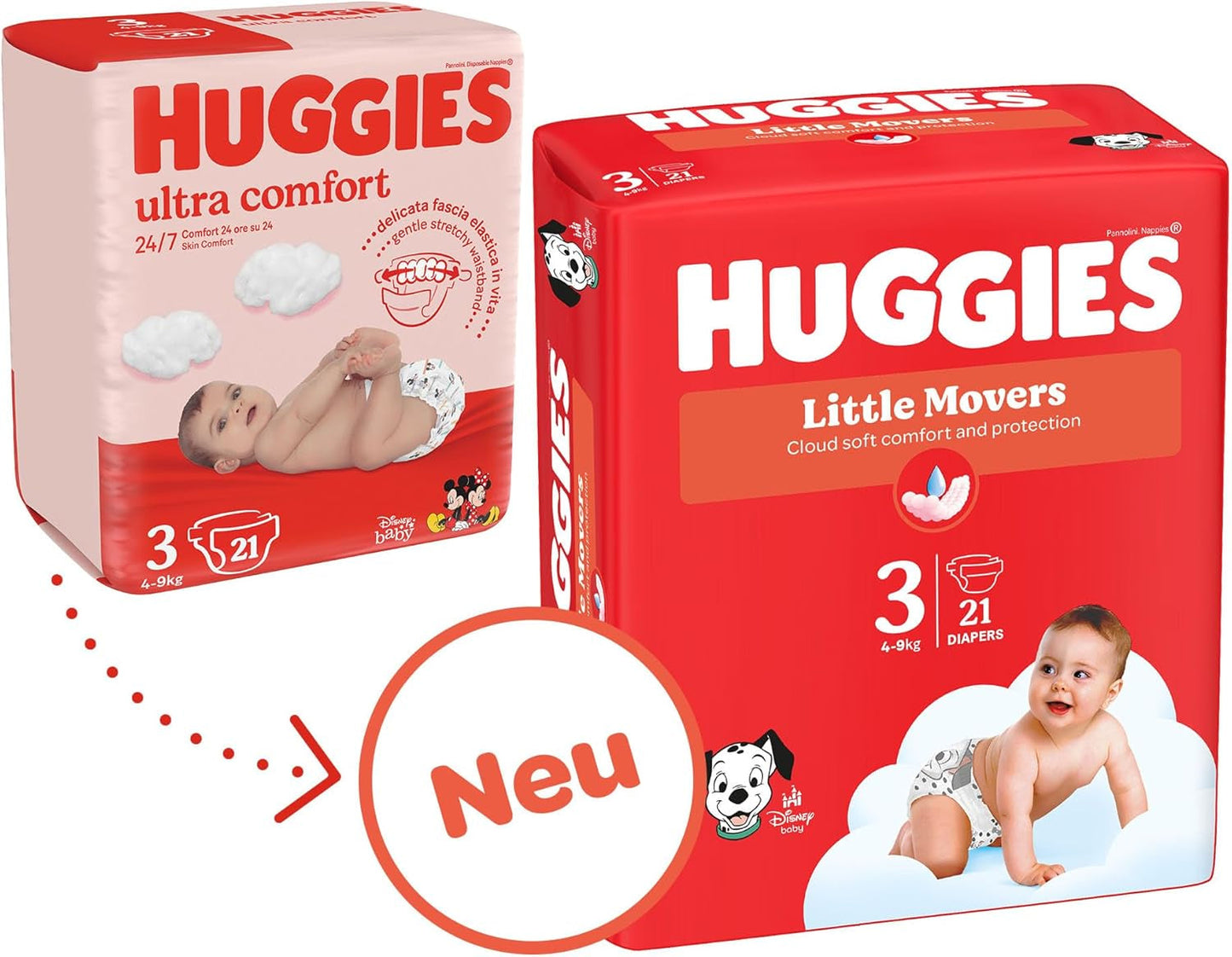 Huggies Babyluiers Little Movers, Disney Design, maat 3, 168 stuks (3 x 56), maanddoos