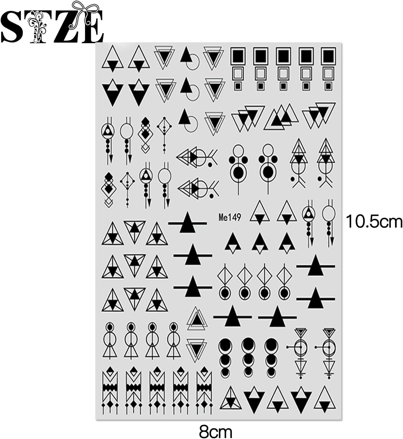 12 Blatt Nagelsticker Geometrisch Nagelstickers Selbstklebend Zwart-wit Mysterioses Dreieck Nail Art Sticker Decoratie Nageldesign Zubehör