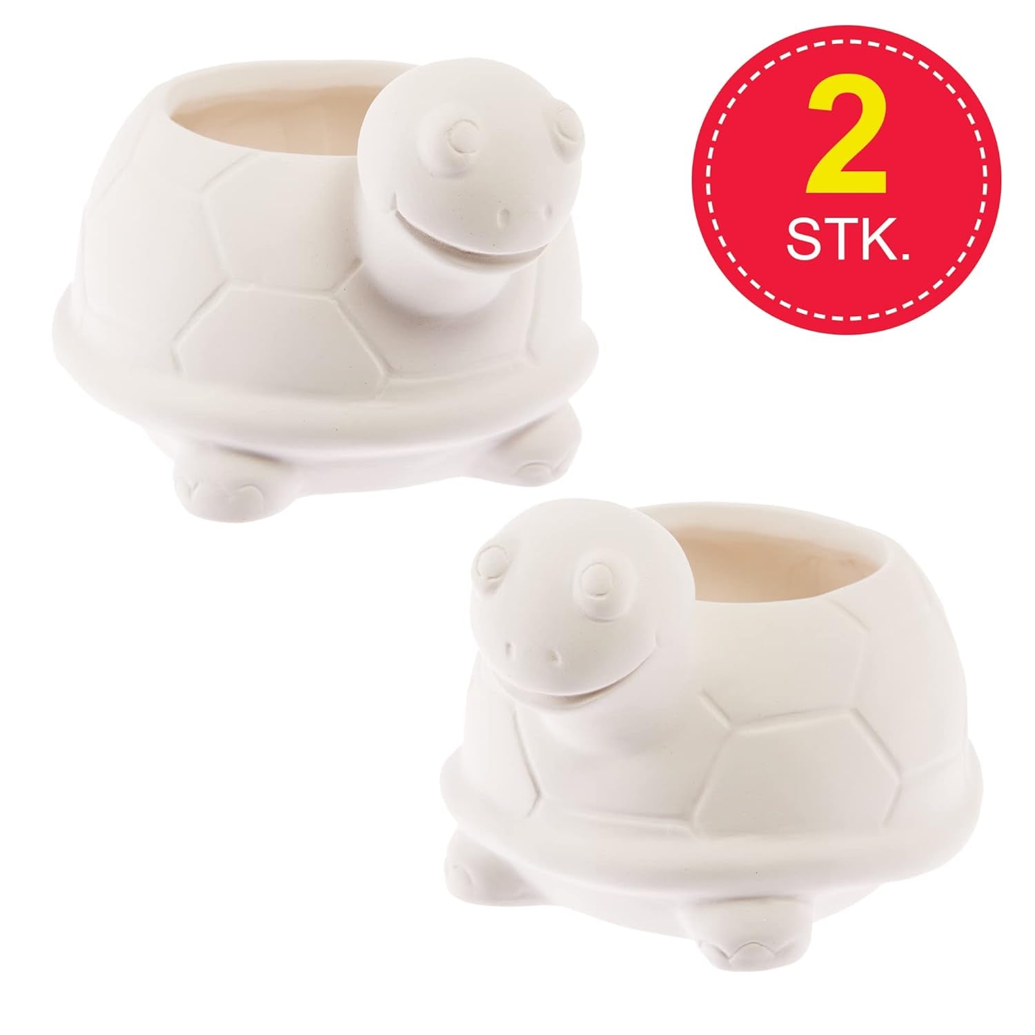 Baker Ross FX594 Turtle keramische plantenbakken - 2 stuks, schilder je eigen plantenbak