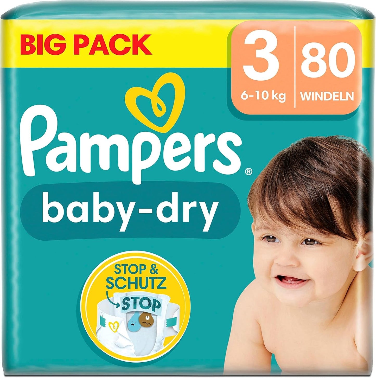 Pampers (oude versie), slipje, maat 4, 9 kg-15 kg, pakket van drie (1 x 88 luiers)
