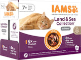 IAMS Delights Natvoer voor oudere katten - Multipack met kip en vis in saus, hoogwaardig natvoer voor katten ouder dan 7 jaar, 12 x 85 g