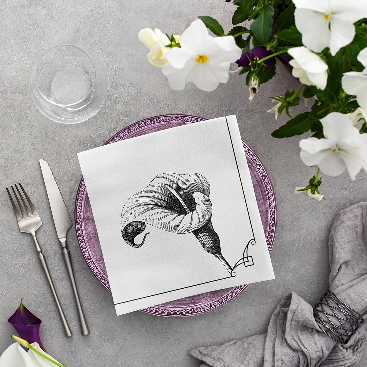 PAW - Airlaid Servetten - Doekachtig (40 X 40 Cm) I 50 Stuks I Voor Begrafenisdienst, Uitvaartfeest, Begrafenis, Afscheid I Hoogwaardige Tafeldecoratie Stoffen Servetten - Geheugenbloem I Geheugenbloem