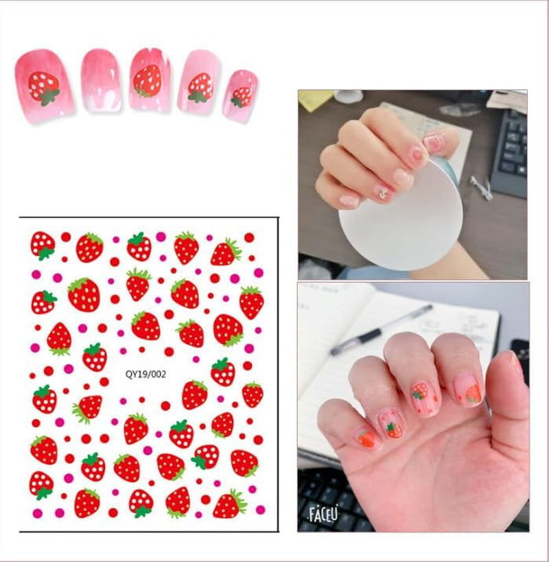 JMEOWIO Süße Nagelsticker Für Kinder 14 Blatt Nail Art Sticker Selbstklebend Nagelaufkleber Regenbogen Blumen Frucht Decoratie Nageldesign Zubehör