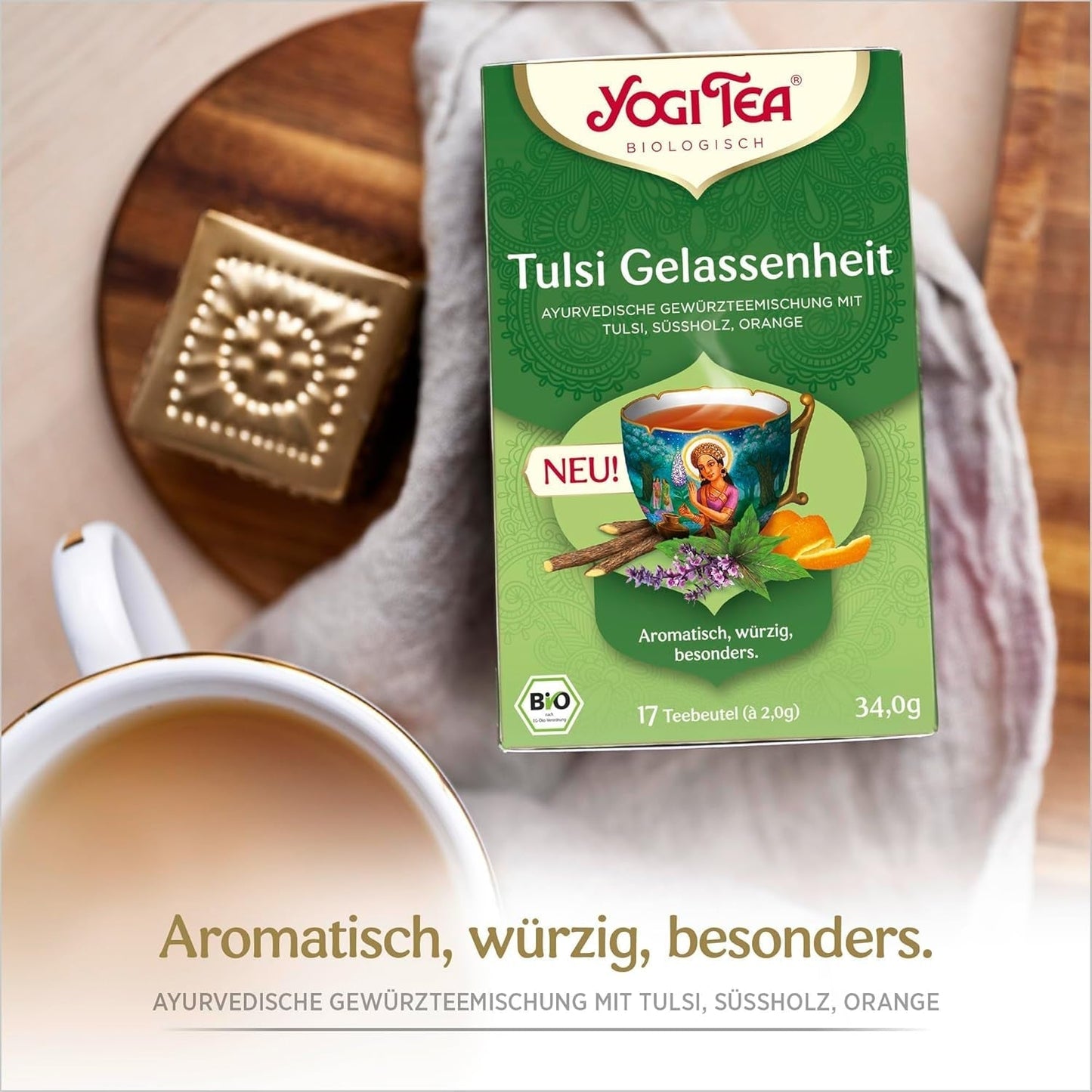 Yogi Tea - Tulsi Serenity Biologische Kruiden Ayurvedische Thee Natuurlijk Cafeïnevrije Tulsi Blend "Heilige" Basilicum Zoethout & Oranje Yogi Thee 3 Pack 3X17 Theezakjes (51 Theezakjes)