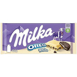 Milka Oreo Sandwich – Alpenmelkchocolade, gevuld met knapperige stukjes Oreo-koekjes en zachte vanillecrème – 92g
