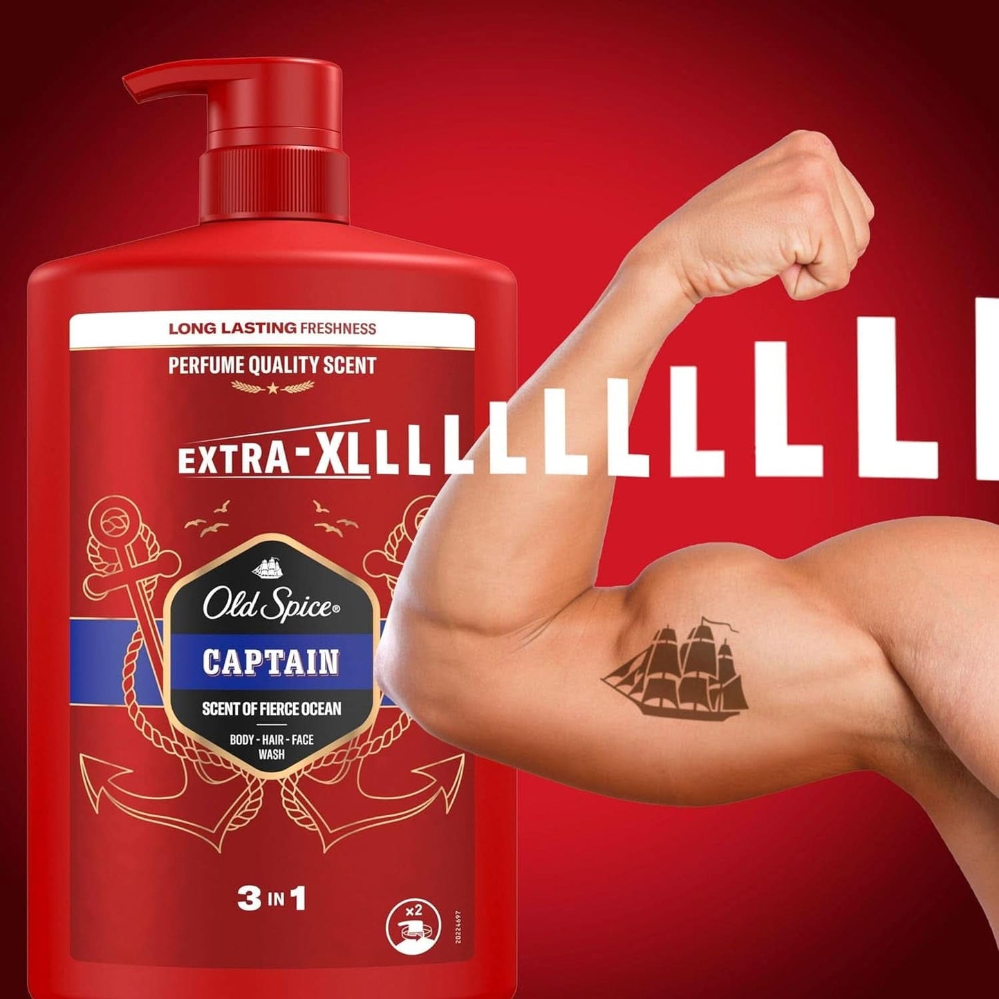 Old Spice Captain 3-in-1 douchegel en shampoo voor mannen, 1 liter douche en bad Naty Shop