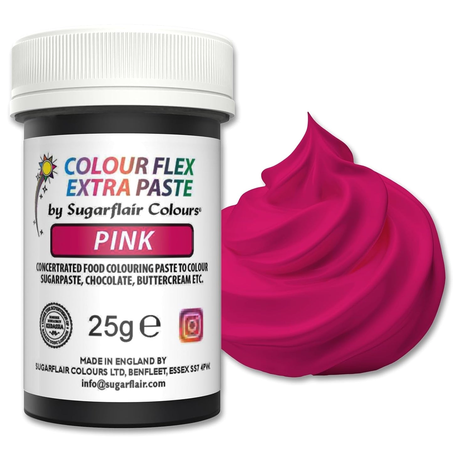 Kleurstofpasta Sugarflair Colourflex Extra Pink Paste - Eetbare kleurstof voor botercrème, chocolade, suikerpasta, glazuur, fondant, cakemixen, deeg en meer - 25g