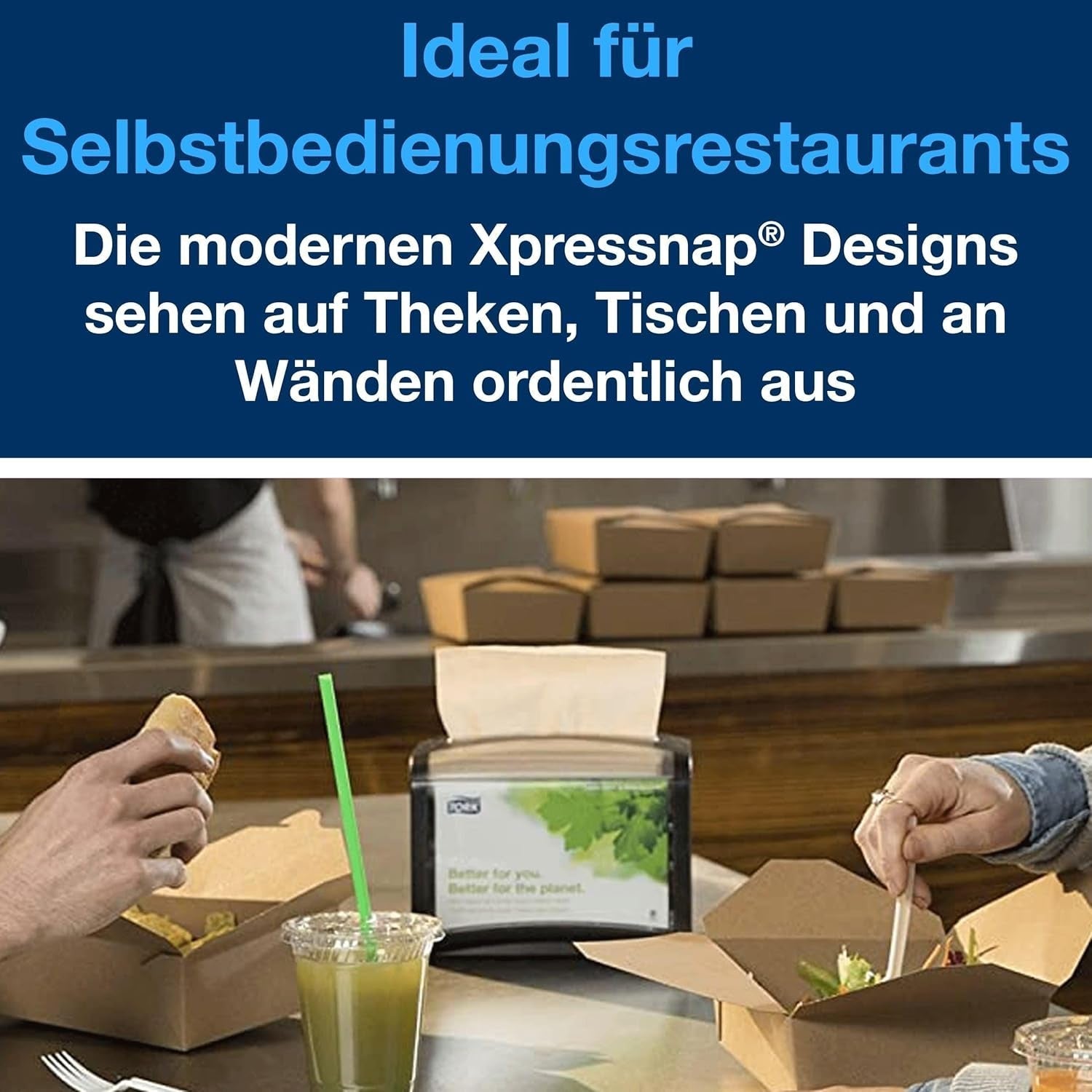 Tork Xpressnap Extra Soft Nature N4 Dispenserservet, Premium, 1/2 x 2-laags, 21,3 cm x 16,5 cm, 8 × 1.000 servetten, 12880