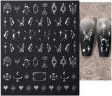 3D zilver metallic nagelstickers, nagelstickers voor vrouwen, ster, maan, zon, nagelfolie, zelfklevende stickers, vlindernagelstickers, nagelstickers, nageldesignaccessoires, 8 stuks