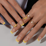 Korte Franse tip nepnagels - 30 stuks zwarte nagels om op korte vierkante nagels te lijmen, Franse tip nepnagels met lijm, vierkante kunstnagels set voor dames