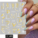 9 Blatt Nagelsticker Französische Spitzenmarmor Nagelaufkleber Selbstklebend Weißes Gold Nail Art Sticker Decoratie Nageldesign Zubehör
