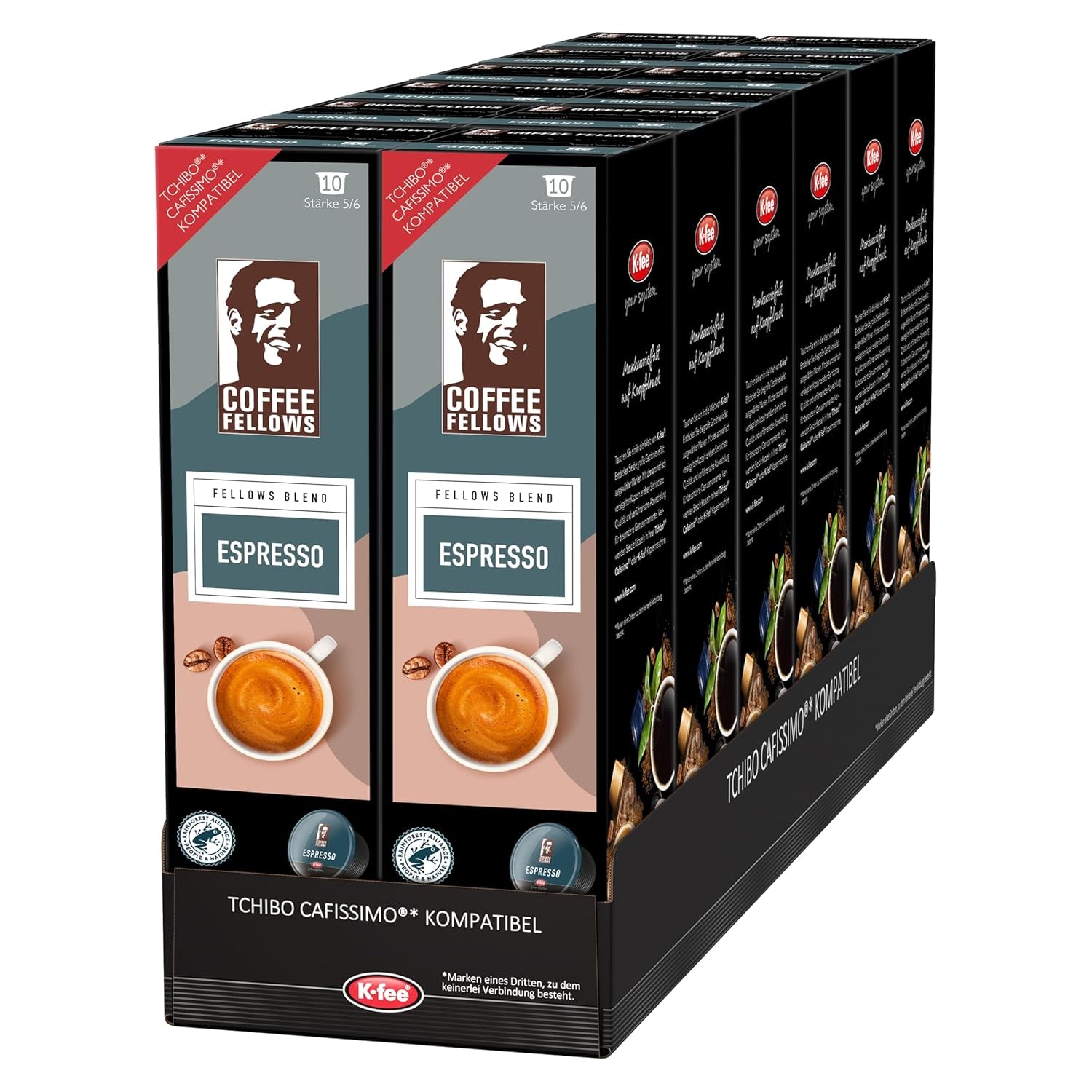 Coffee Fellows Blend Espresso Capsules, compatibel met K-fee, EXPRESSI & Tchibo Cafissimo*, schokoladig-fruchtige Aroman, 120 Kaffeekapseln