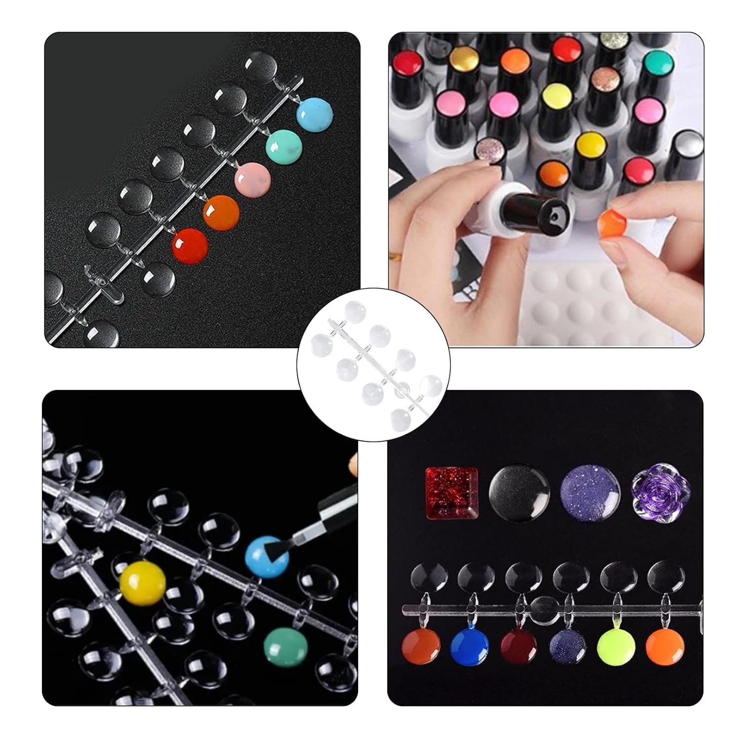 120 stuks nageldisplaystippen Kleurlijmstippen Druk op de nagels Nageldisplaystippen Nagelvoorbeelden Nageltips Doe-het-zelf nagelaccessoires Nageldisplay Nageltips voor gelnagels Transparant zelfklevend